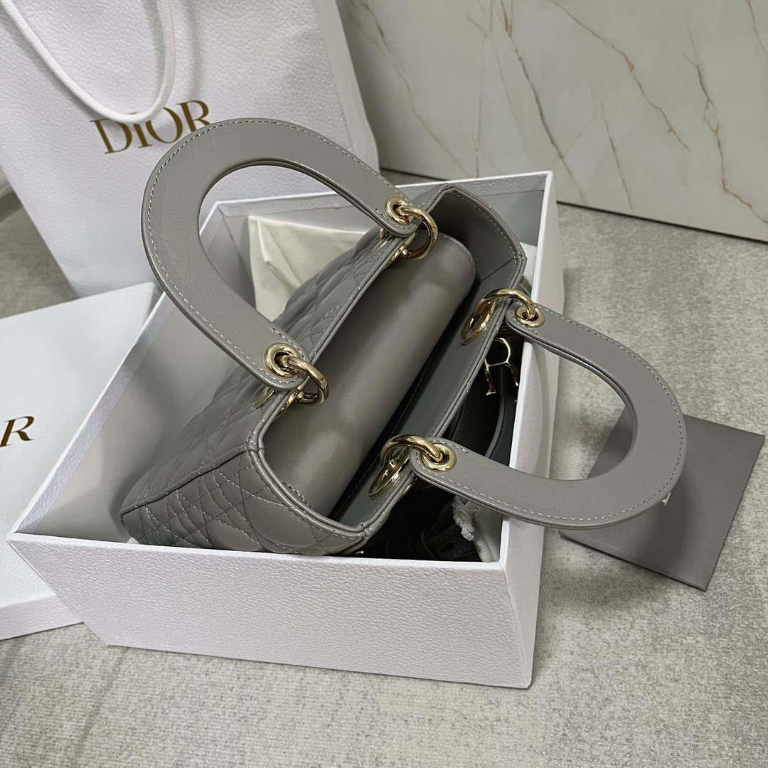Dior M0538 Small Lady My ABCDior Bag Pearlescent gray Cannage Lambskin