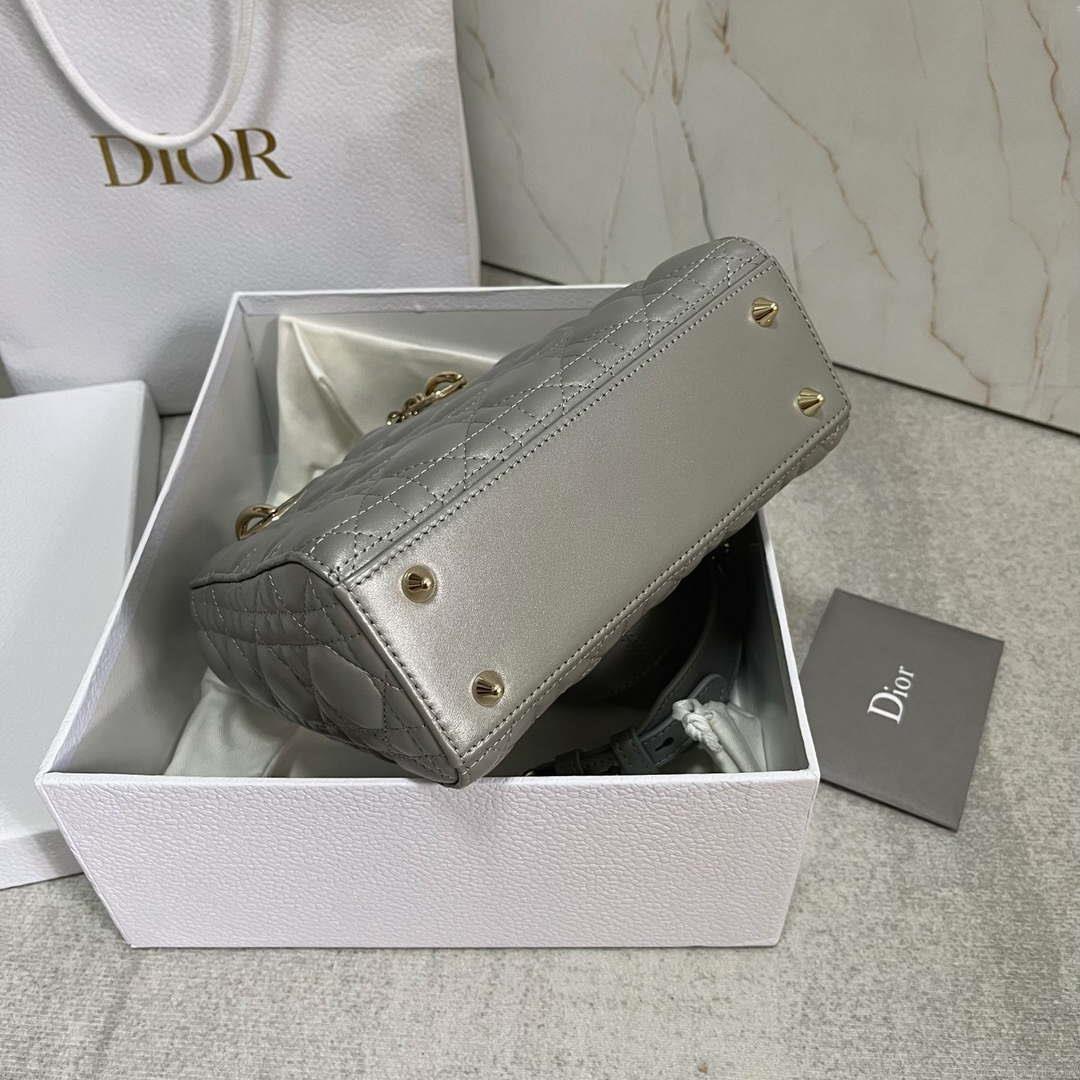 Dior M0538 Small Lady My ABCDior Bag Pearlescent gray Cannage Lambskin