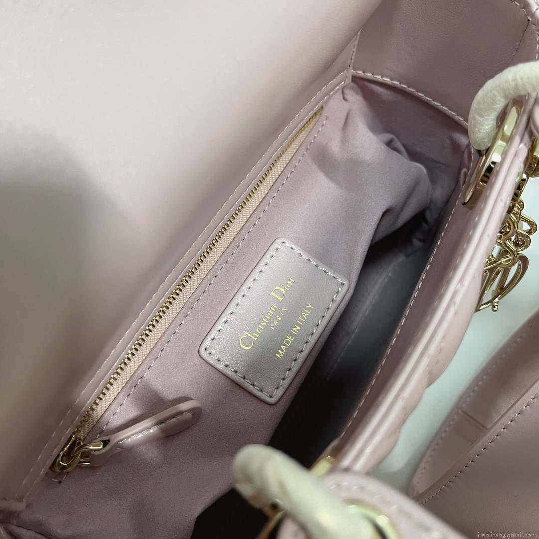 Dior M0538 Small Lady My ABCDior Bag Pearlescent Pink Cannage Lambskin