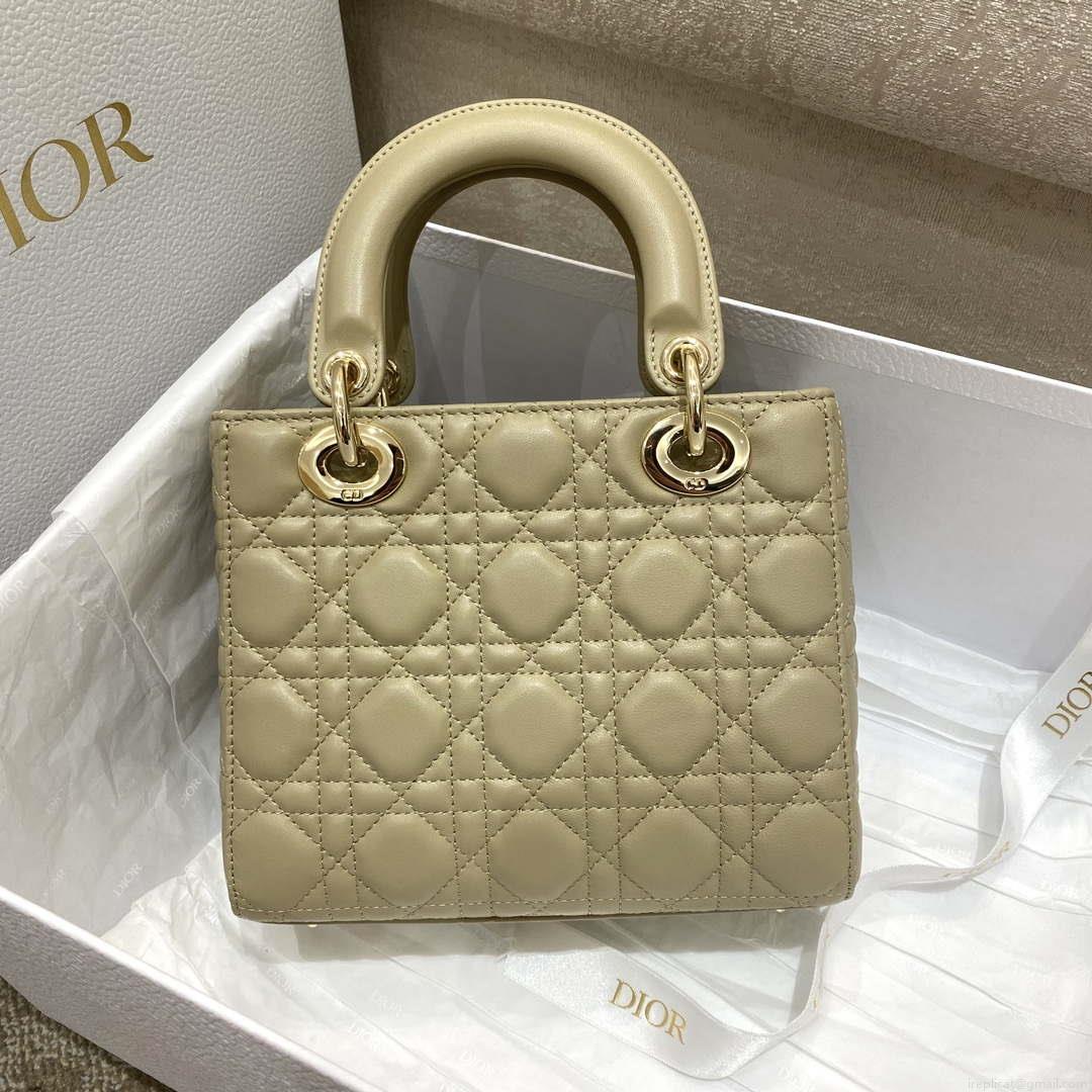 Dior M0538 Small Lady My ABCDior Bag Apricot Cannage Lambskin