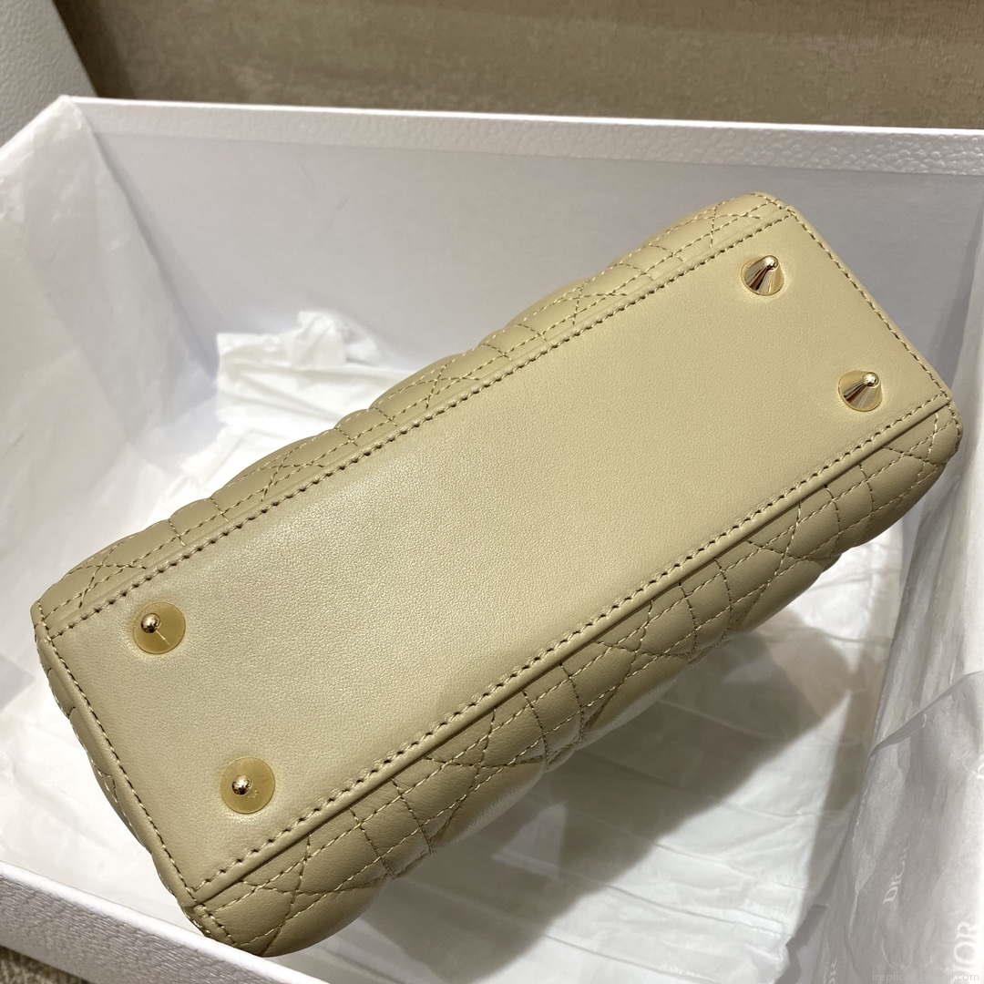 Dior M0538 Small Lady My ABCDior Bag Apricot Cannage Lambskin