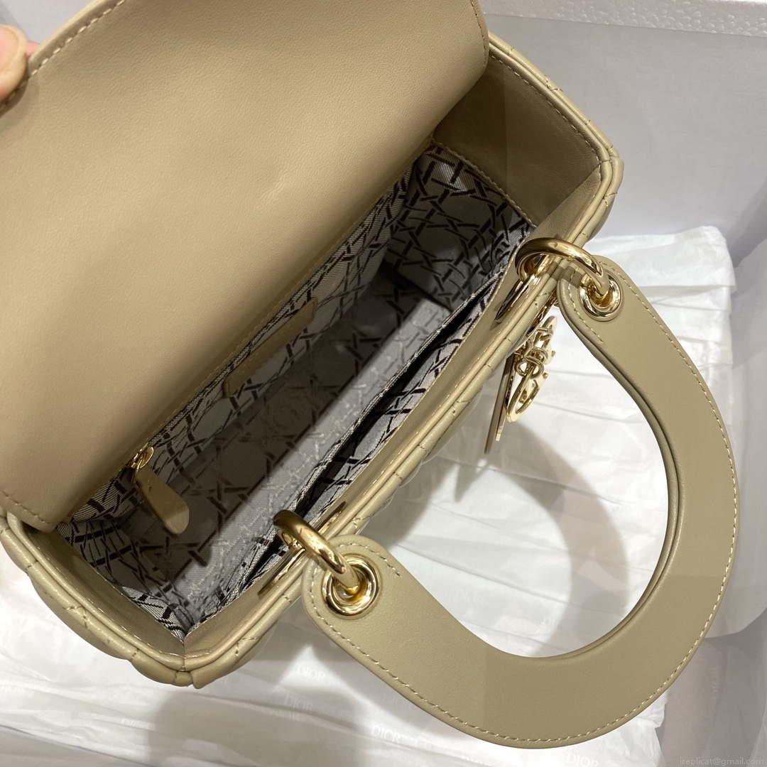 Dior M0538 Small Lady My ABCDior Bag Apricot Cannage Lambskin