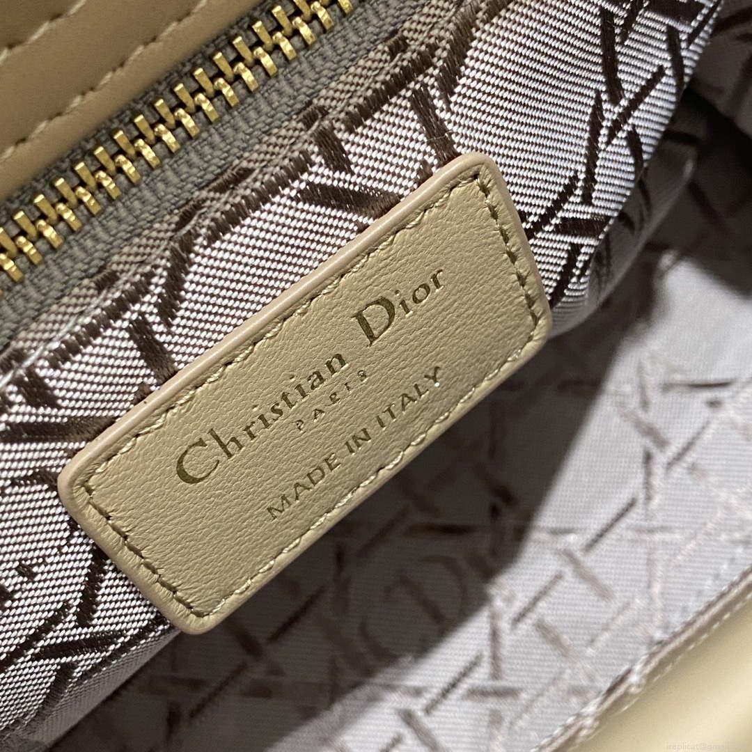 Dior M0538 Small Lady My ABCDior Bag Apricot Cannage Lambskin