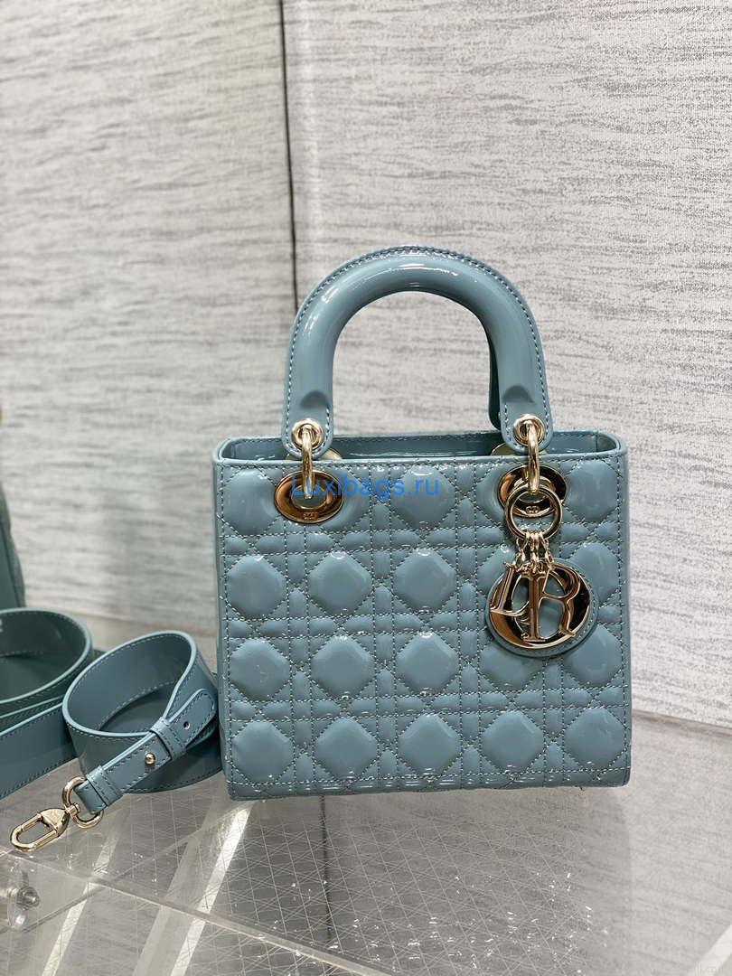 Dior M0538 Small Lady My ABCDior Bag Lake Blue Patent Cannage Calfskin