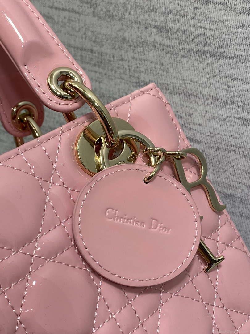 Dior M0538 Small Lady My ABCDior Bag peony Pink Patent Cannage Calfskin