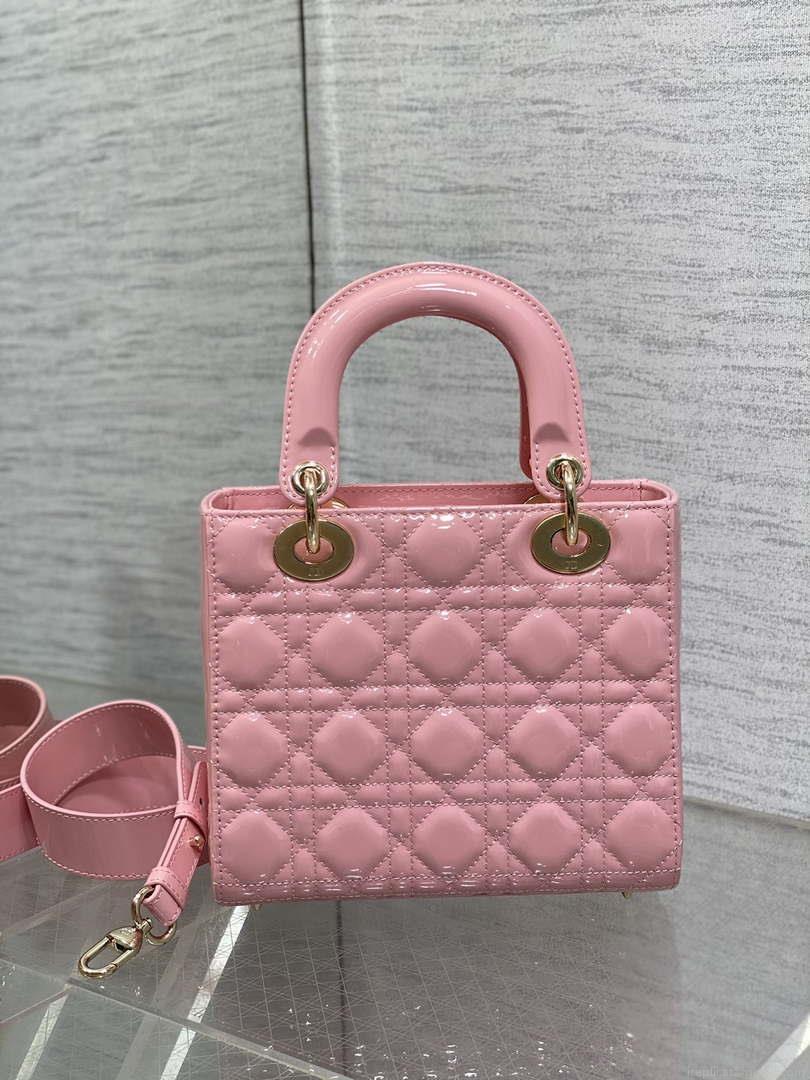 Dior M0538 Small Lady My ABCDior Bag peony Pink Patent Cannage Calfskin