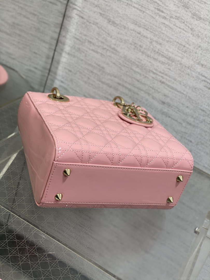 Dior M0538 Small Lady My ABCDior Bag peony Pink Patent Cannage Calfskin