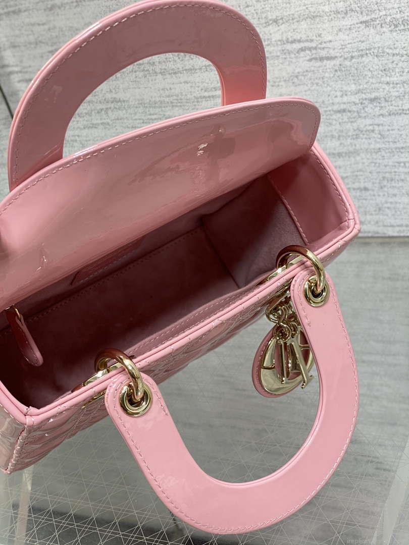 Dior M0538 Small Lady My ABCDior Bag peony Pink Patent Cannage Calfskin