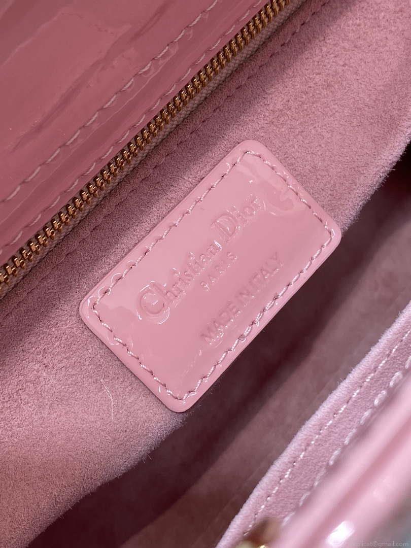 Dior M0538 Small Lady My ABCDior Bag peony Pink Patent Cannage Calfskin