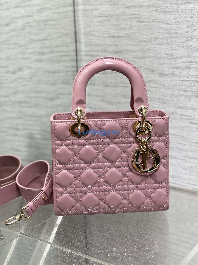 Dior M0538 Small Lady My ABCDior Bag Retro Pink Patent Cannage Calfskin