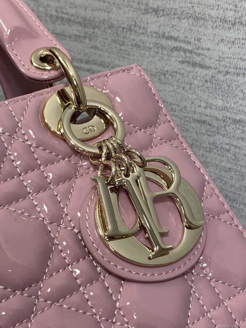 Dior M0538 Small Lady My ABCDior Bag Retro Pink Patent Cannage Calfskin