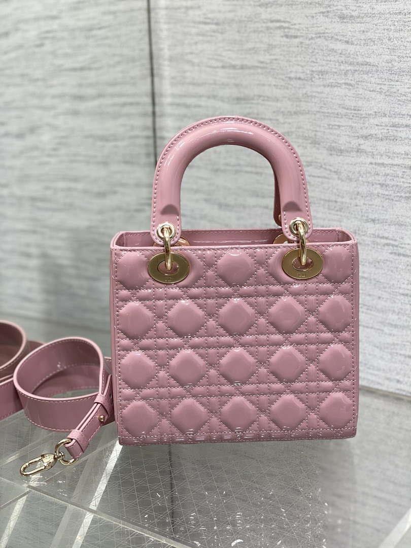 Dior M0538 Small Lady My ABCDior Bag Retro Pink Patent Cannage Calfskin