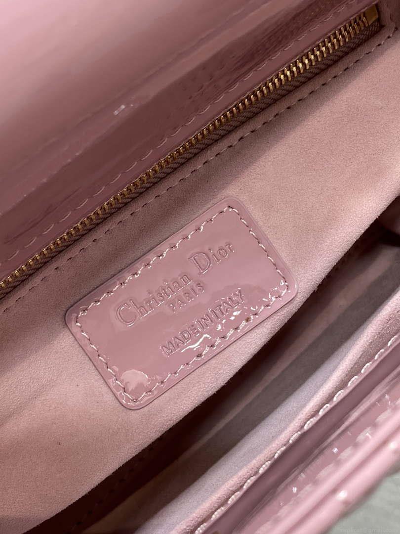 Dior M0538 Small Lady My ABCDior Bag Retro Pink Patent Cannage Calfskin