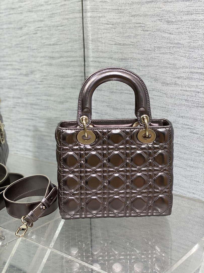 Dior M0538 Small Lady My ABCDior Bag Metallic Copper-Tone Cannage Calfskin