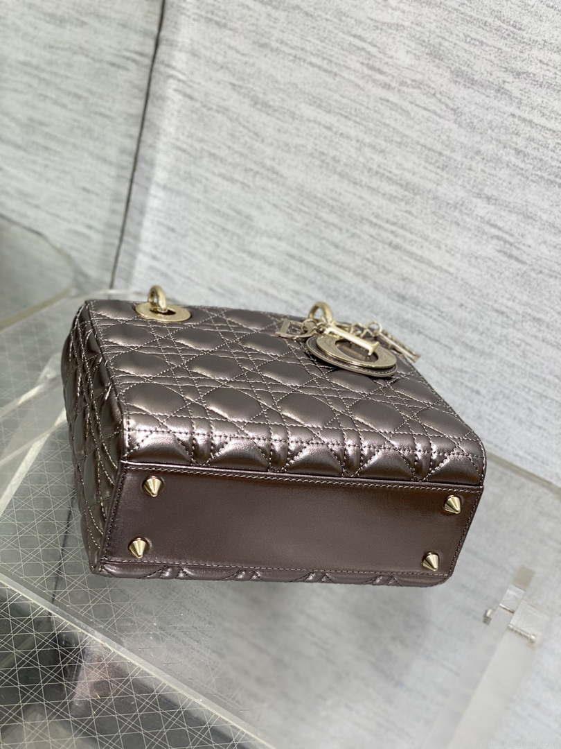 Dior M0538 Small Lady My ABCDior Bag Metallic Copper-Tone Cannage Calfskin