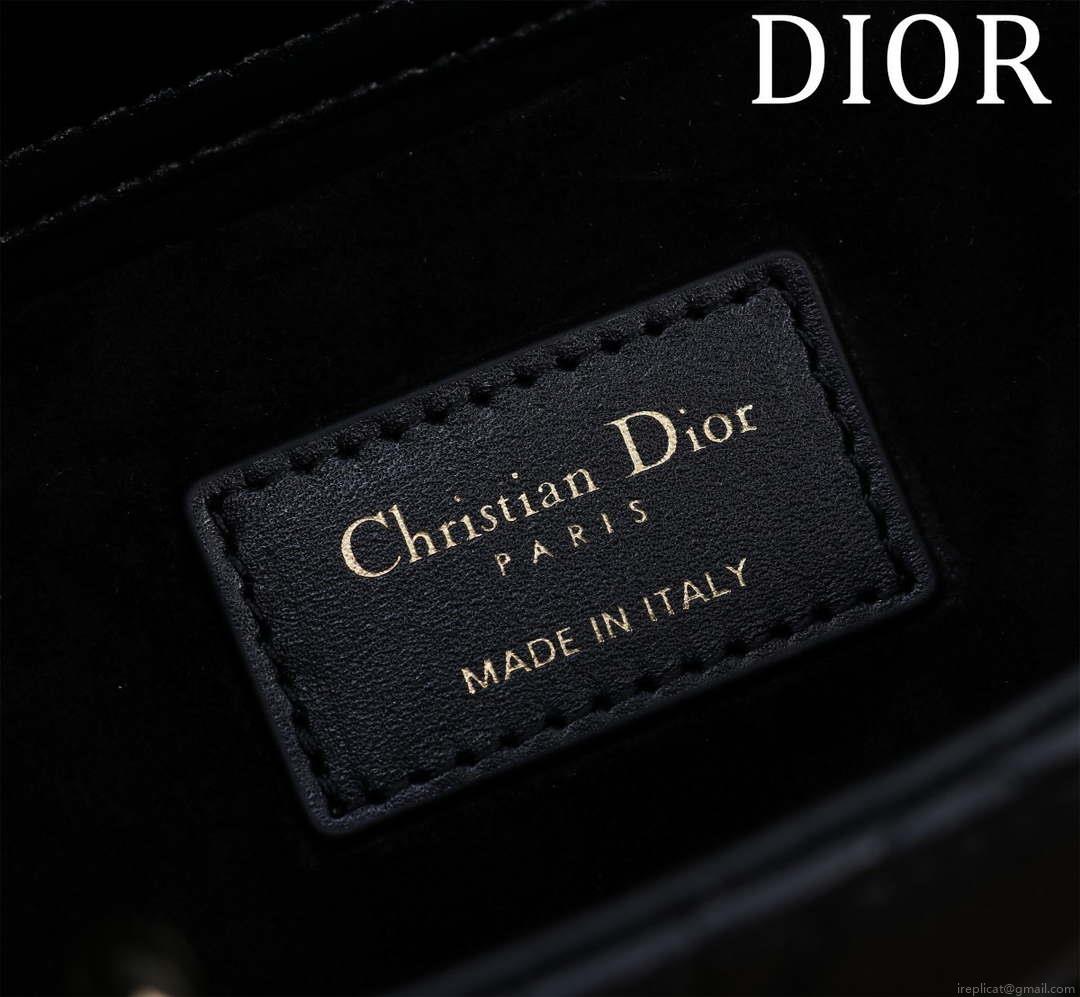 Dior M0540 Medium Lady D-Joy Bag Black Cannage Lambskin with Gold-Finish Sun Studs