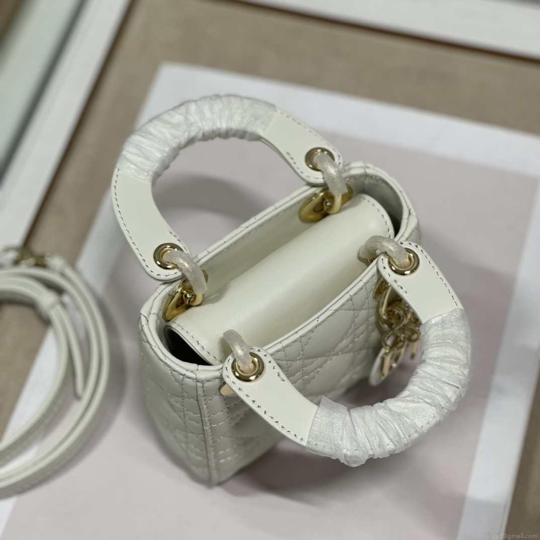 Dior S0856 MICRO LADY Dior Bag White Cannage Lambskin