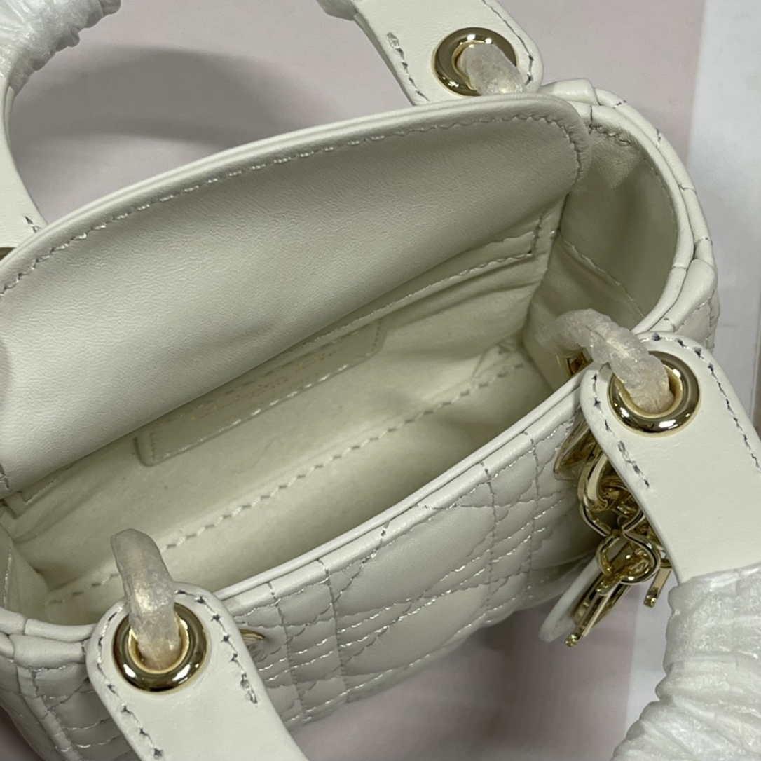 Dior S0856 MICRO LADY Dior Bag White Cannage Lambskin