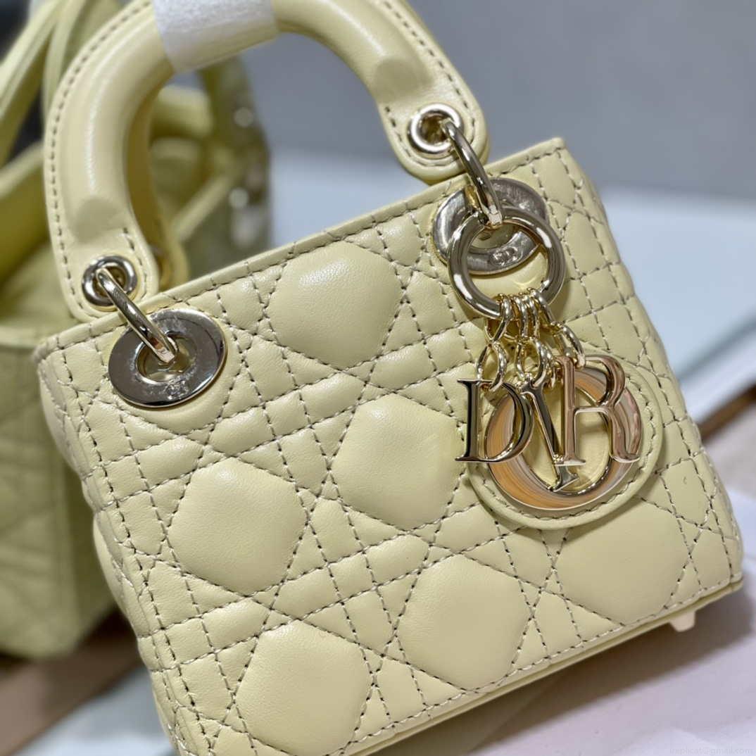 Dior S0856 MICRO LADY Dior Bag Yellow Cannage Lambskin