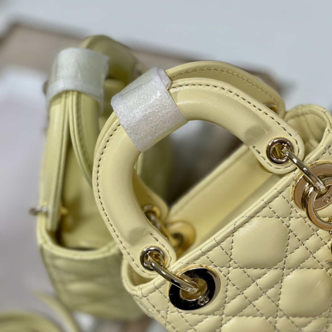 Dior S0856 MICRO LADY Dior Bag Yellow Cannage Lambskin