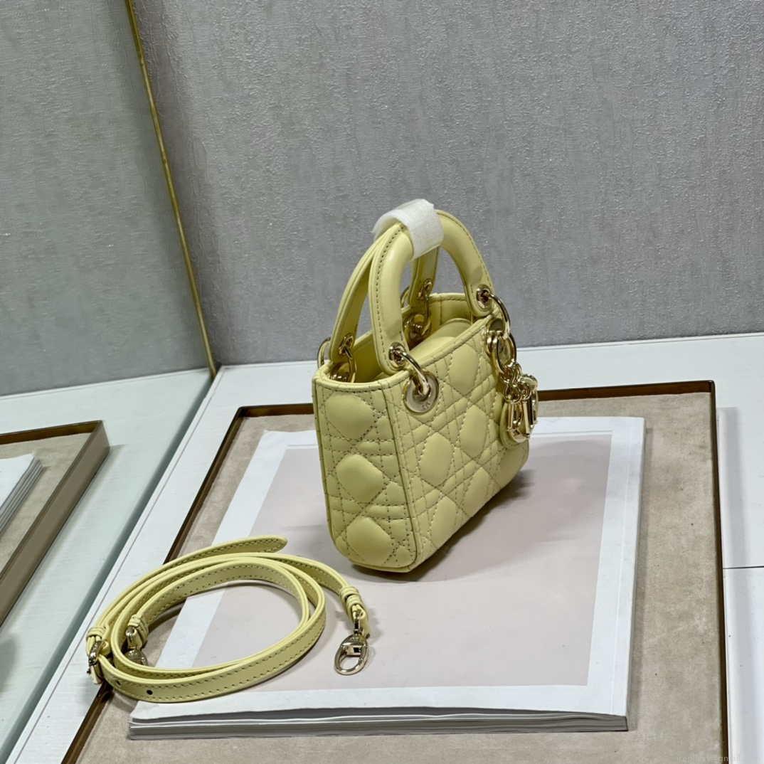 Dior S0856 MICRO LADY Dior Bag Yellow Cannage Lambskin