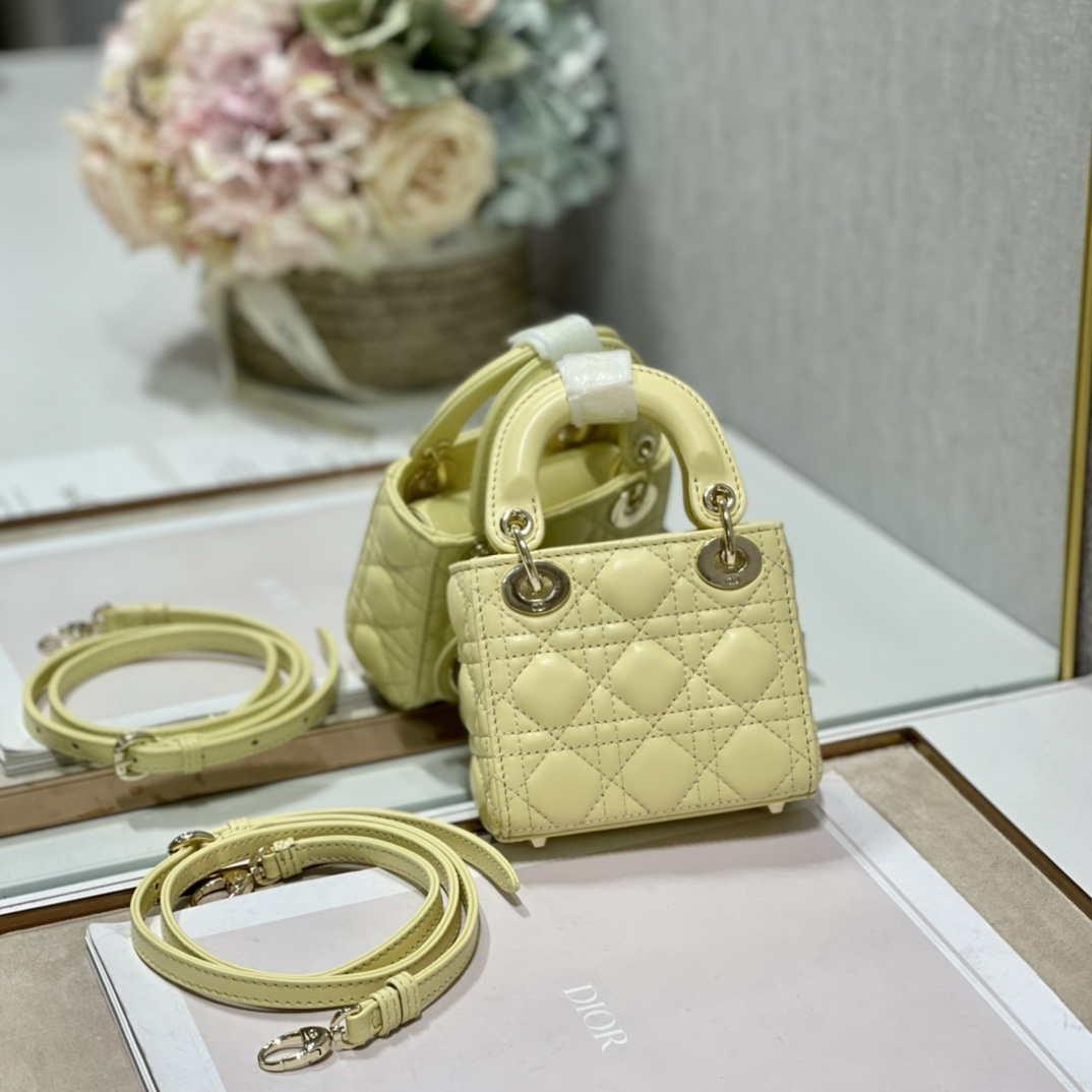 Dior S0856 MICRO LADY Dior Bag Yellow Cannage Lambskin