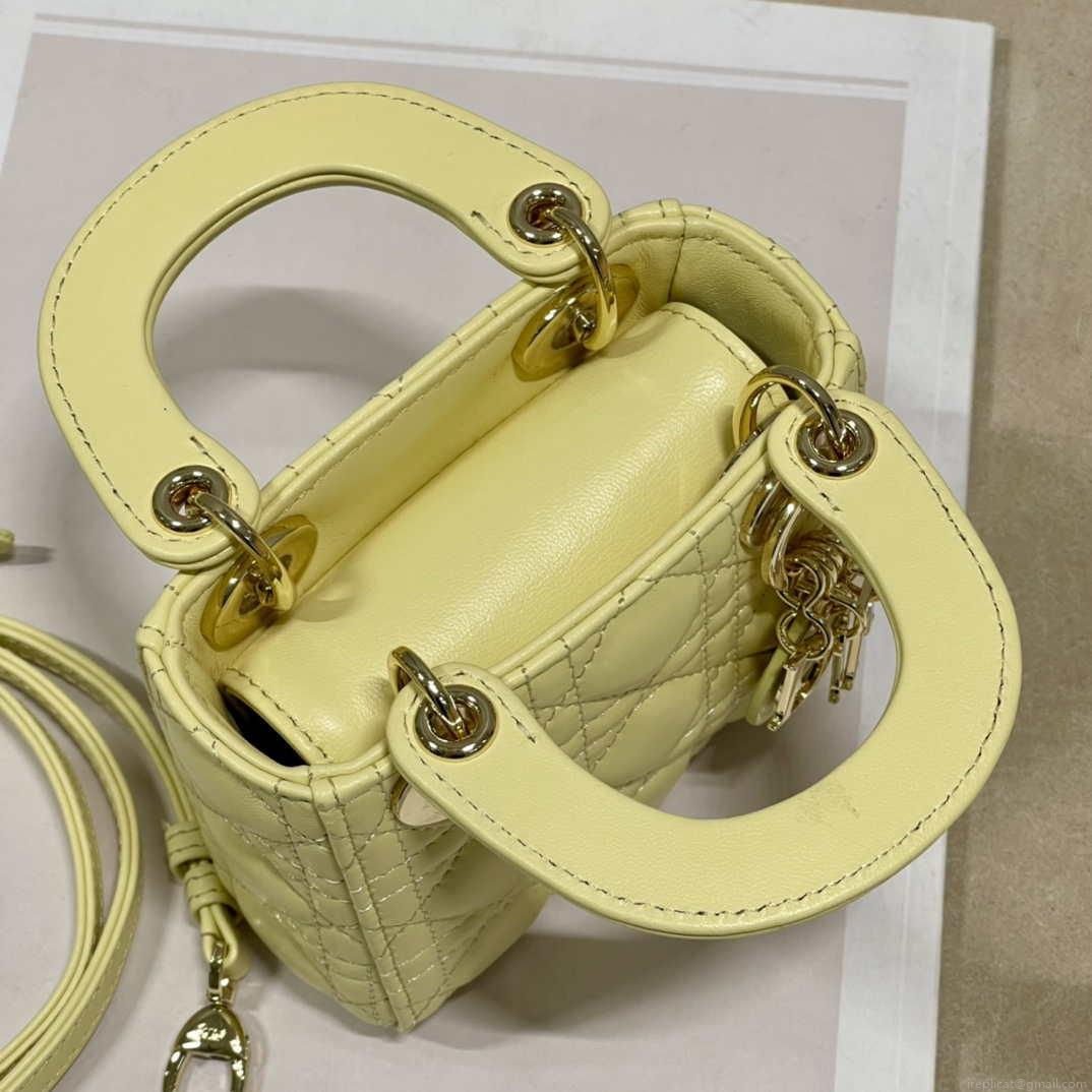Dior S0856 MICRO LADY Dior Bag Yellow Cannage Lambskin