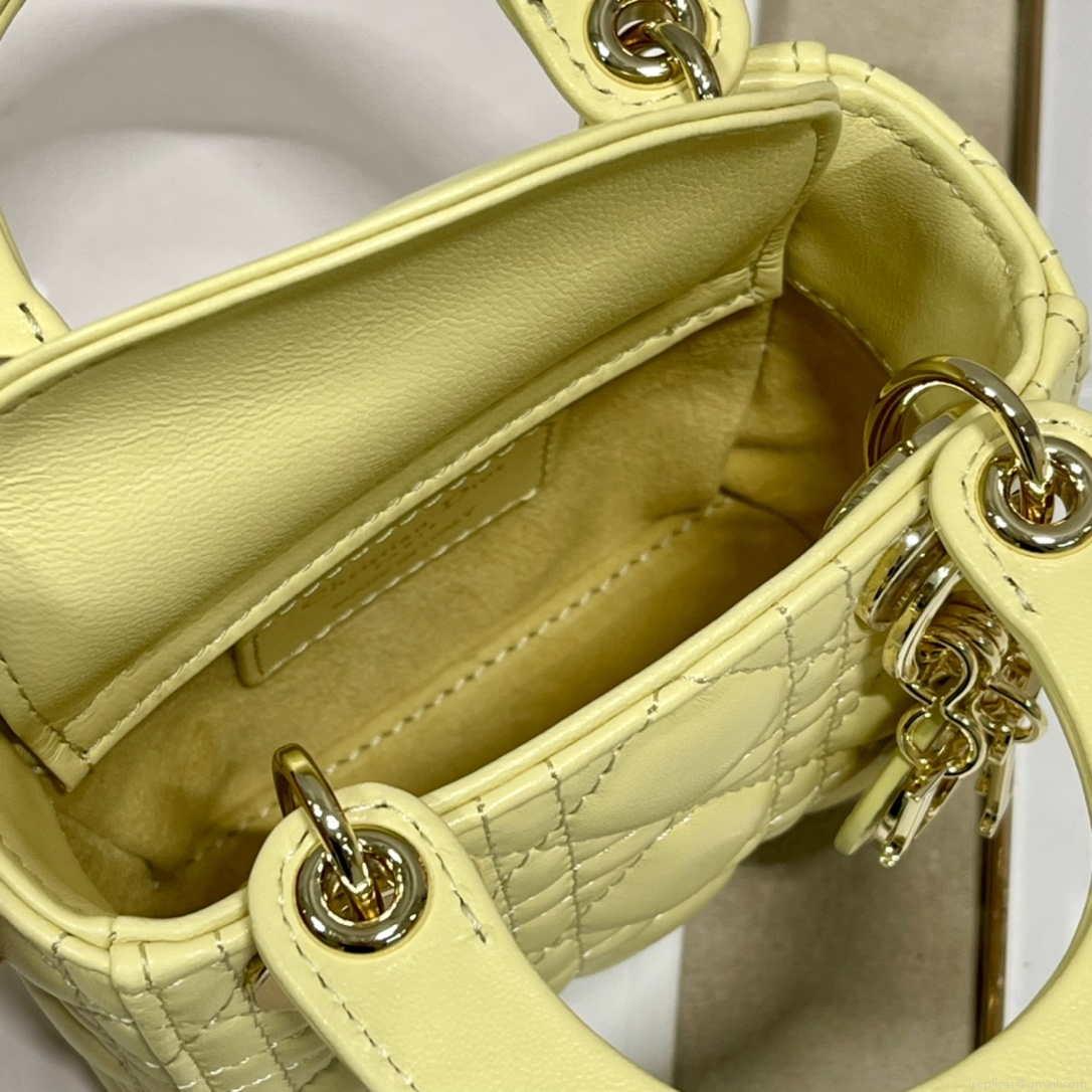 Dior S0856 MICRO LADY Dior Bag Yellow Cannage Lambskin