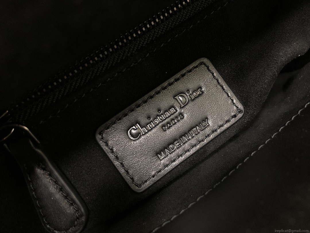Dior S0856 Micro Lady Dior Bag Horizon Black Metallic Cannage Lambskin with Gold embroidery sequins