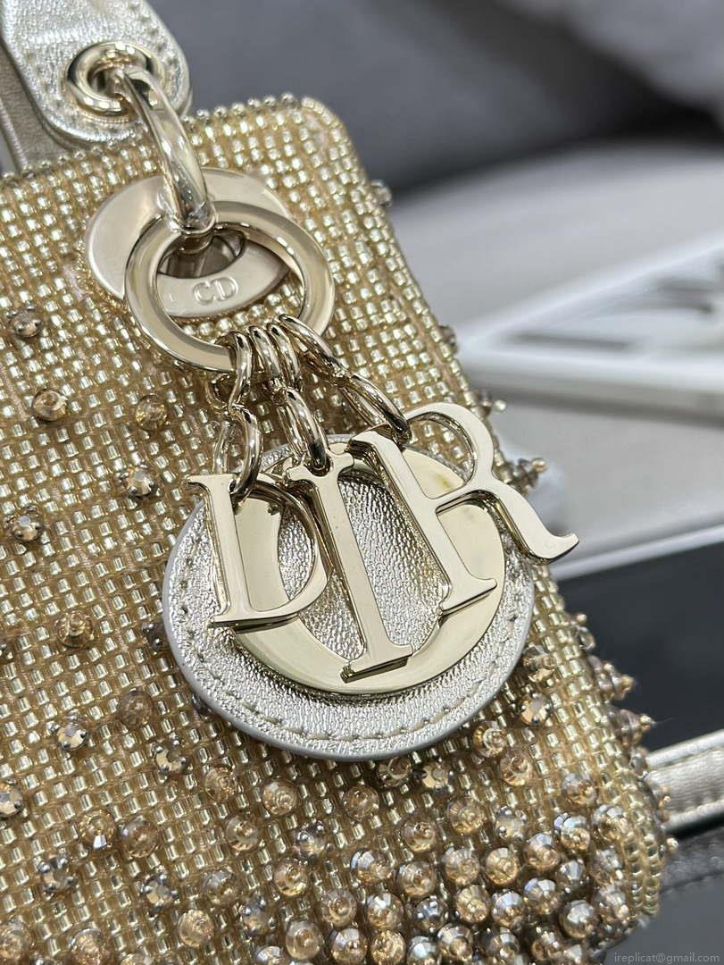 Dior S0856 MICRO LADY DIOR BAG Horizon Metallic Cannage Lambskin embroidery beads