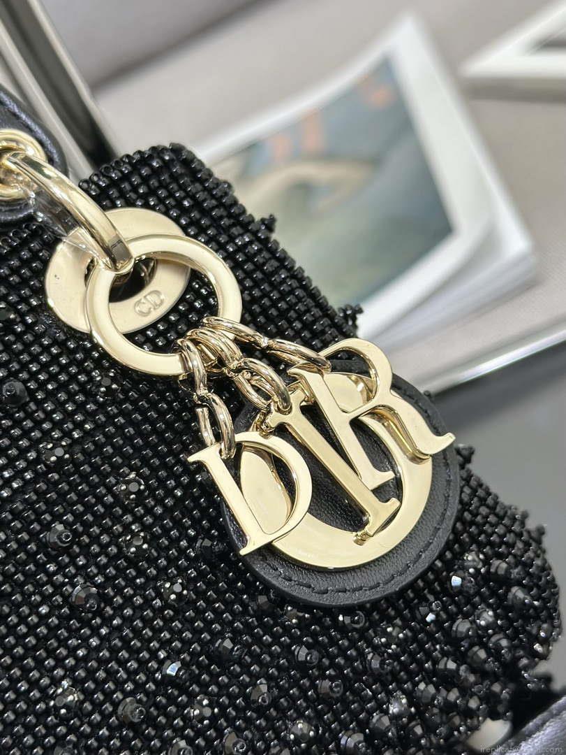 Dior S0856 MICRO LADY DIOR BAG Horizon Metallic Cannage Lambskin embroidery beads Black