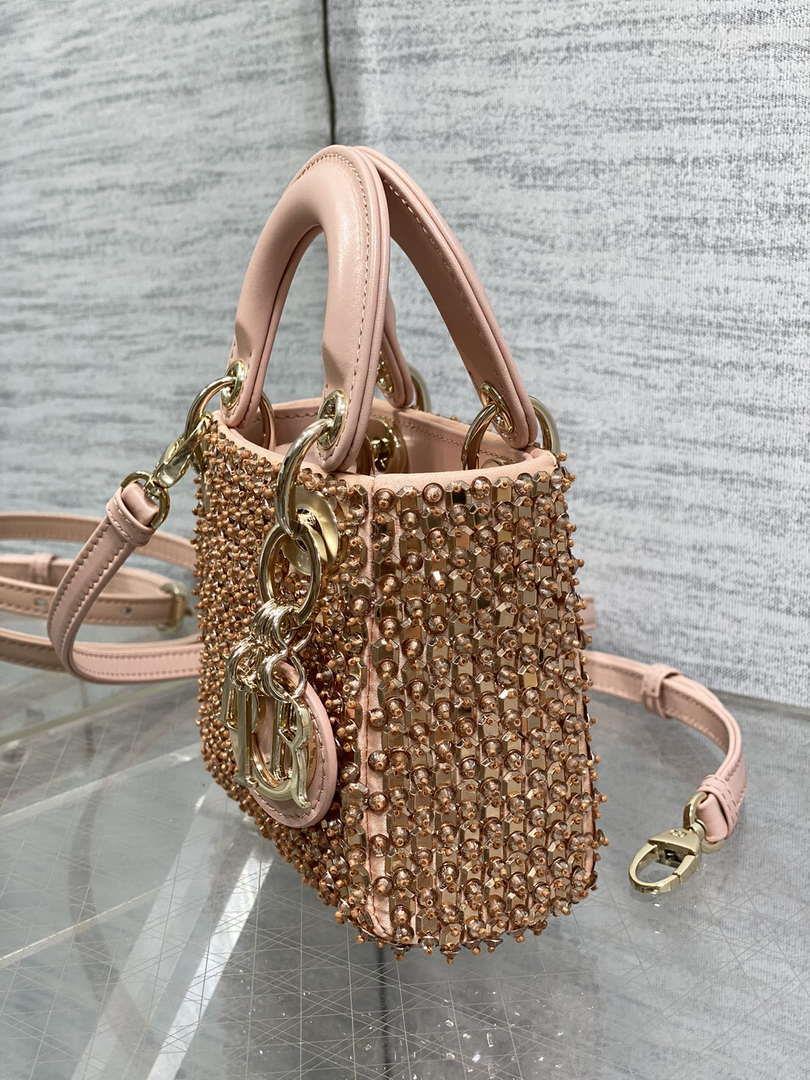 Dior S0856 MICRO LADY BAG Limited edition handmade beads Lambskin Pink