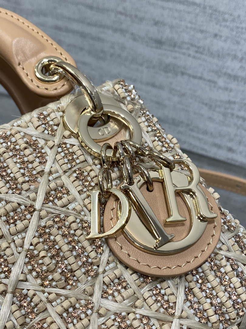 Dior S0856 MICRO LADY BAG Limited edition handmade beads Lambskin Apricot