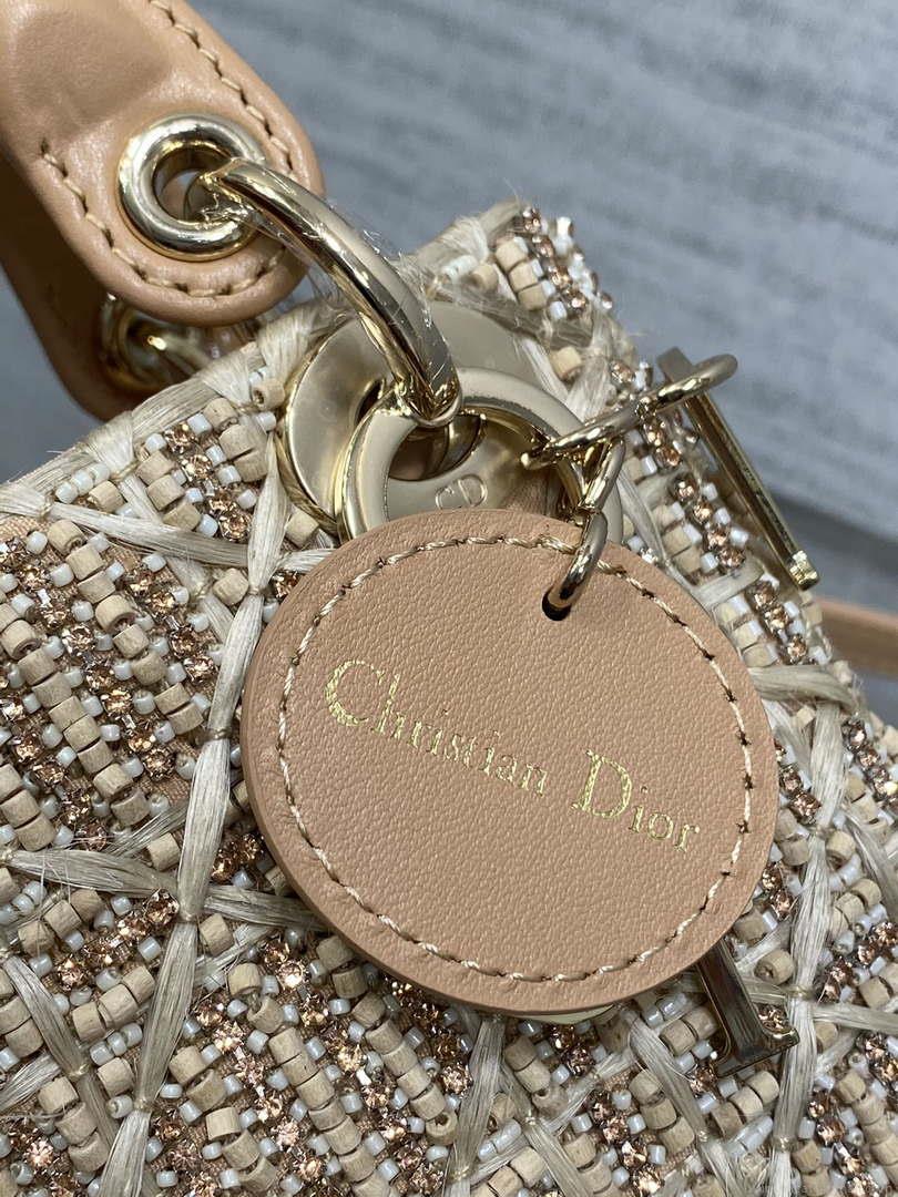 Dior S0856 MICRO LADY BAG Limited edition handmade beads Lambskin Apricot