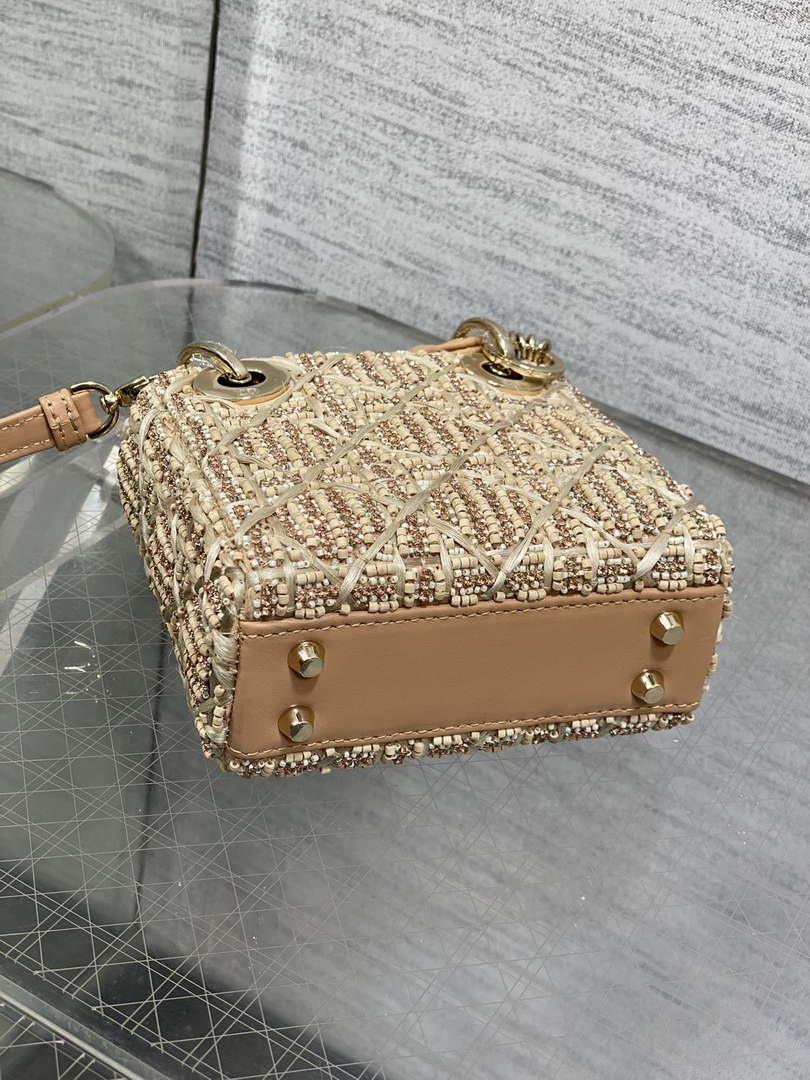 Dior S0856 MICRO LADY BAG Limited edition handmade beads Lambskin Apricot