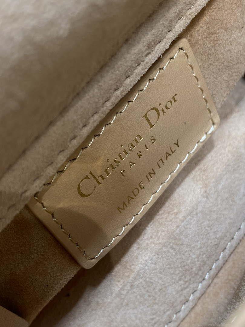Dior S0856 MICRO LADY BAG Limited edition handmade beads Lambskin Apricot