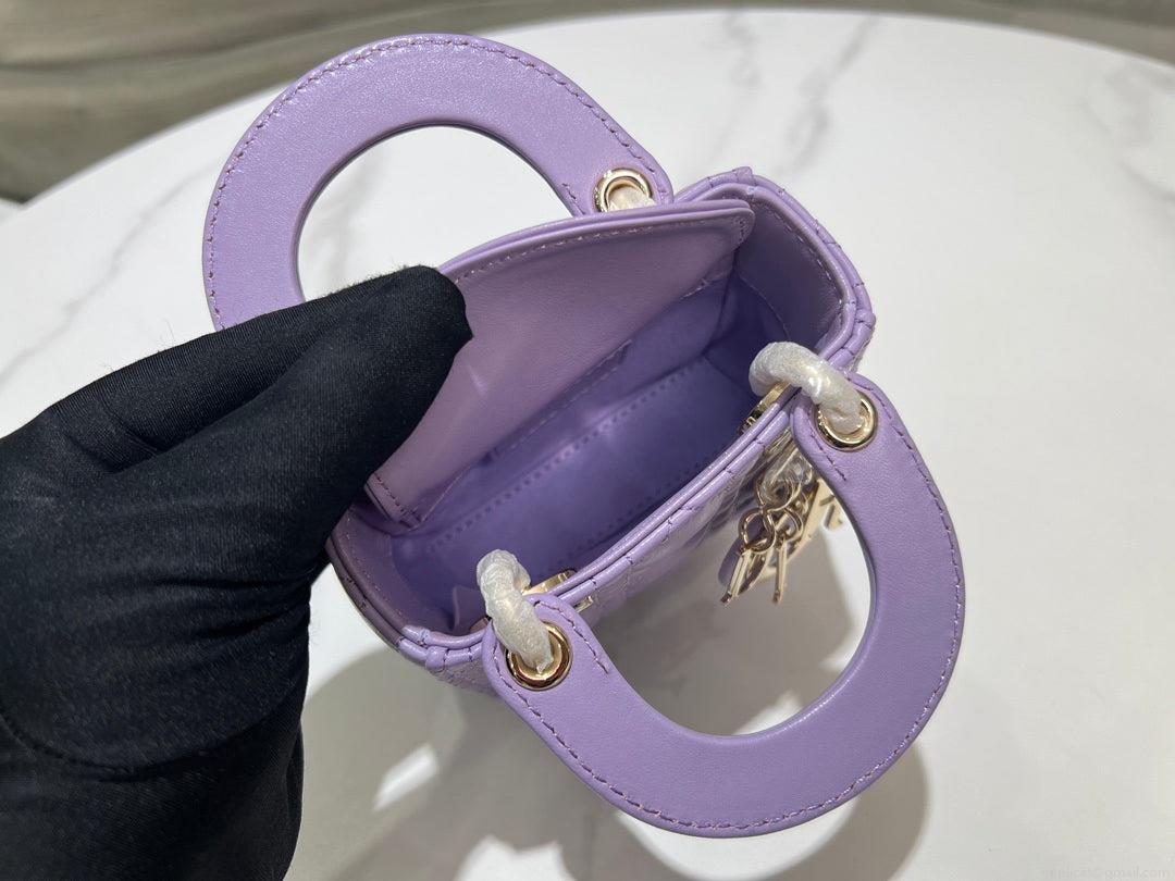 Dior S0856 Micro Lady Dior Bag Lilac Cannage Lambskin
