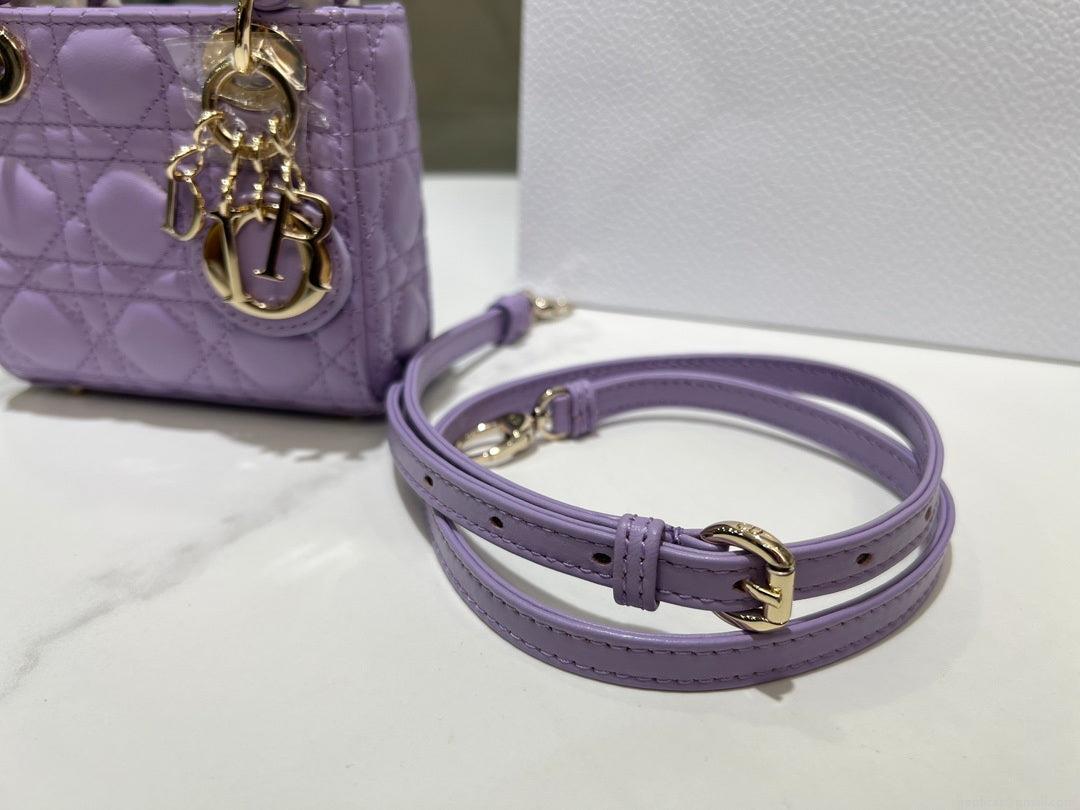 Dior S0856 Micro Lady Dior Bag Lilac Cannage Lambskin