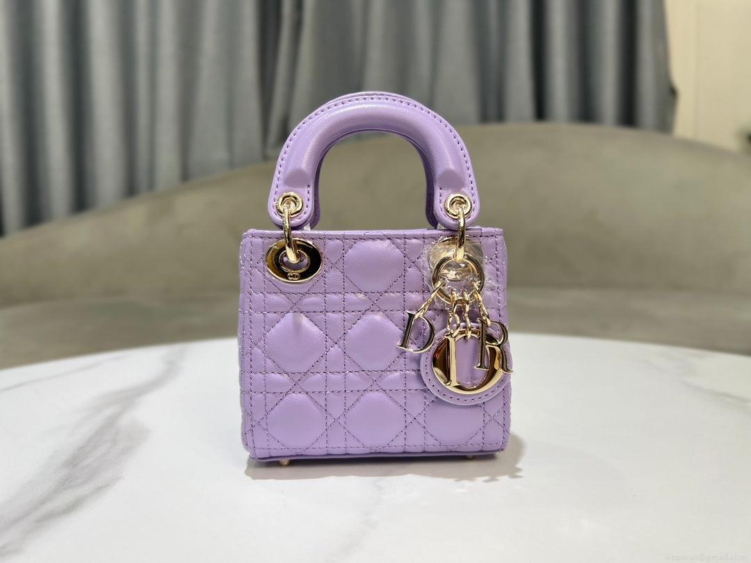 Dior S0856 Micro Lady Dior Bag Lilac Cannage Lambskin