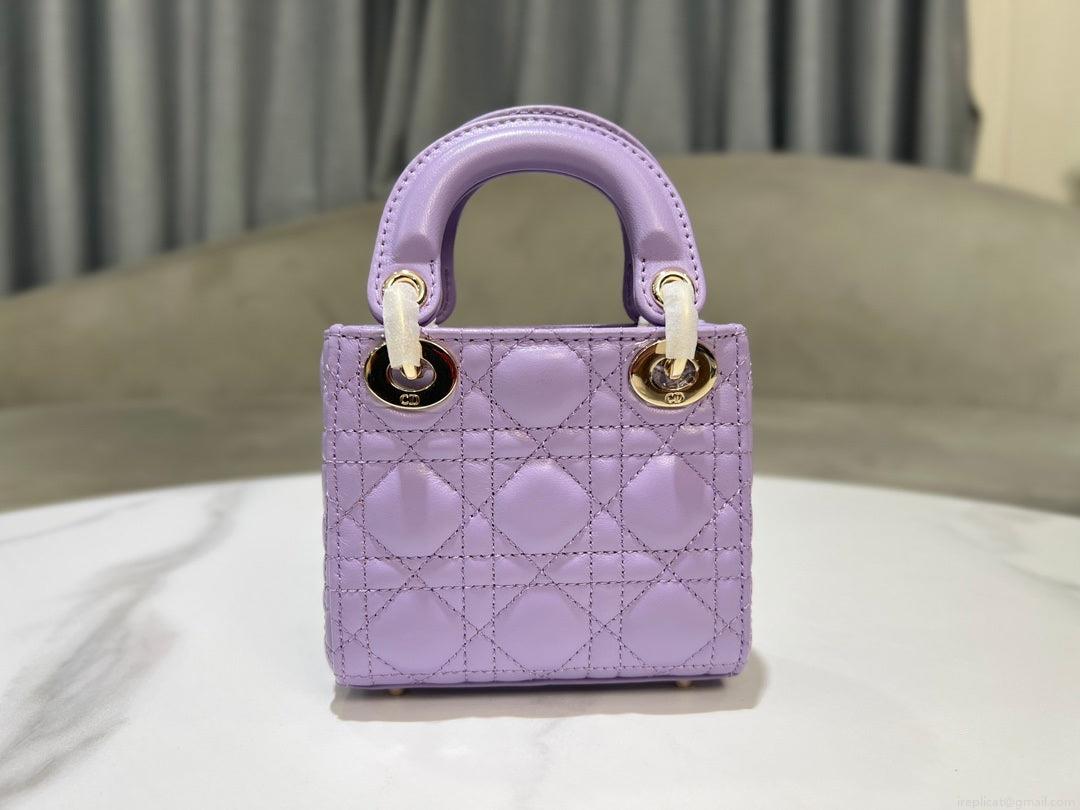 Dior S0856 Micro Lady Dior Bag Lilac Cannage Lambskin