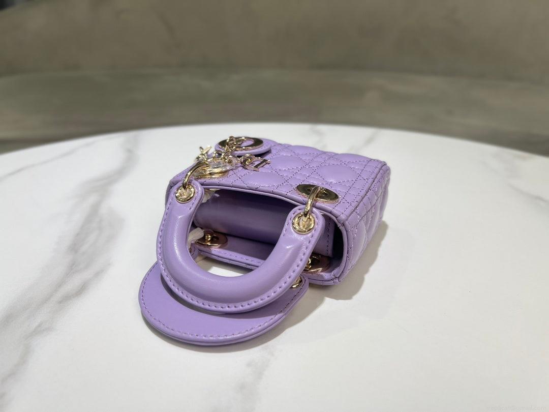Dior S0856 Micro Lady Dior Bag Lilac Cannage Lambskin