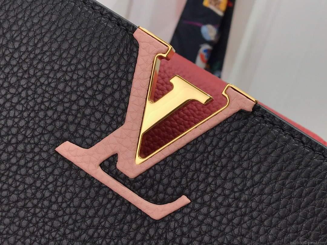 LV M48865 Louis Vuitton Capucines MM Handbag Black Red