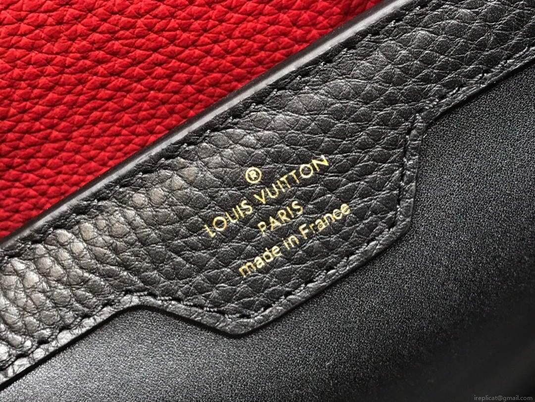 LV M48865 Louis Vuitton Capucines MM Handbag Black Red