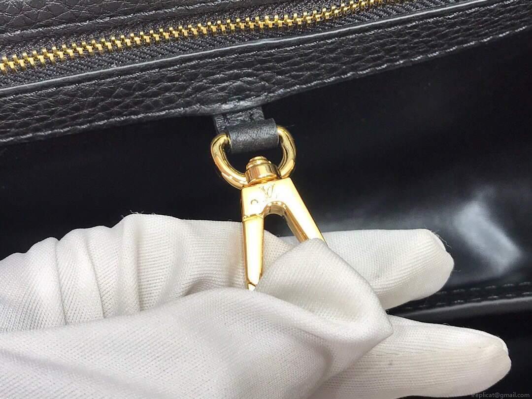 LV M48865 Louis Vuitton Capucines MM Handbag Black Red