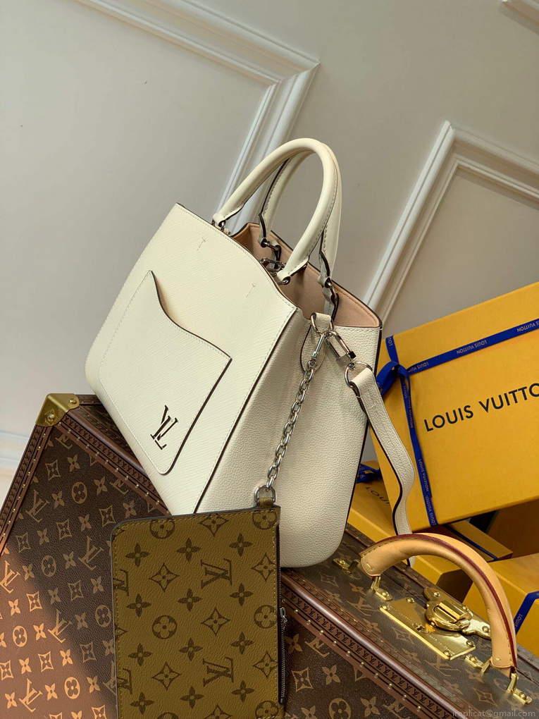 LV M59953 Louis Vuitton Marelle Tote MM Quartz White