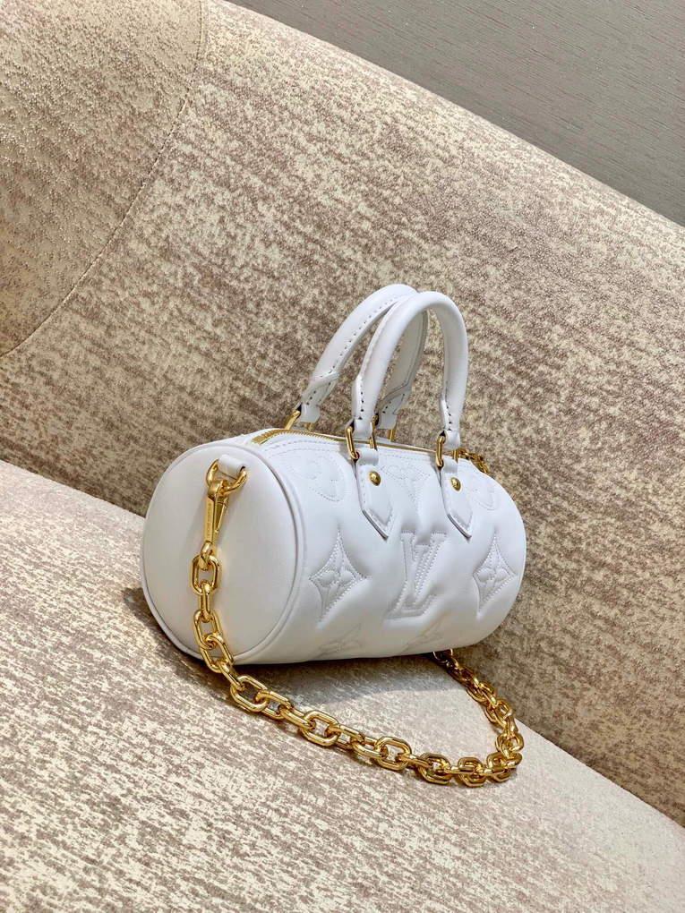 LV M59827 Louis Vuitton Papillon BB Handbag Snow White
