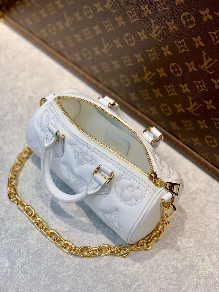 LV M59827 Louis Vuitton Papillon BB Handbag Snow White