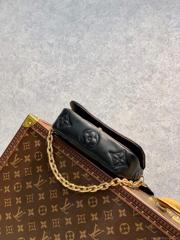 LV M81398 Louis Vuitton Wallet On Strap Bubblegram Black