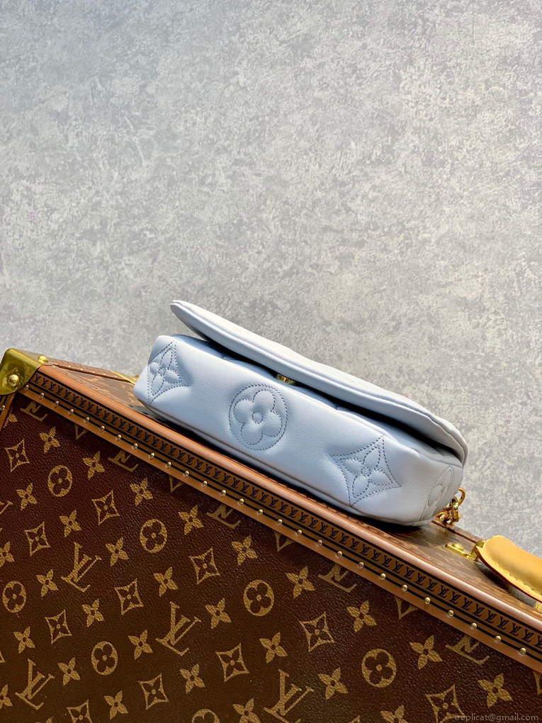 LV M81399 Louis Vuitton Wallet On Strap Bubblegram Glacier Blue