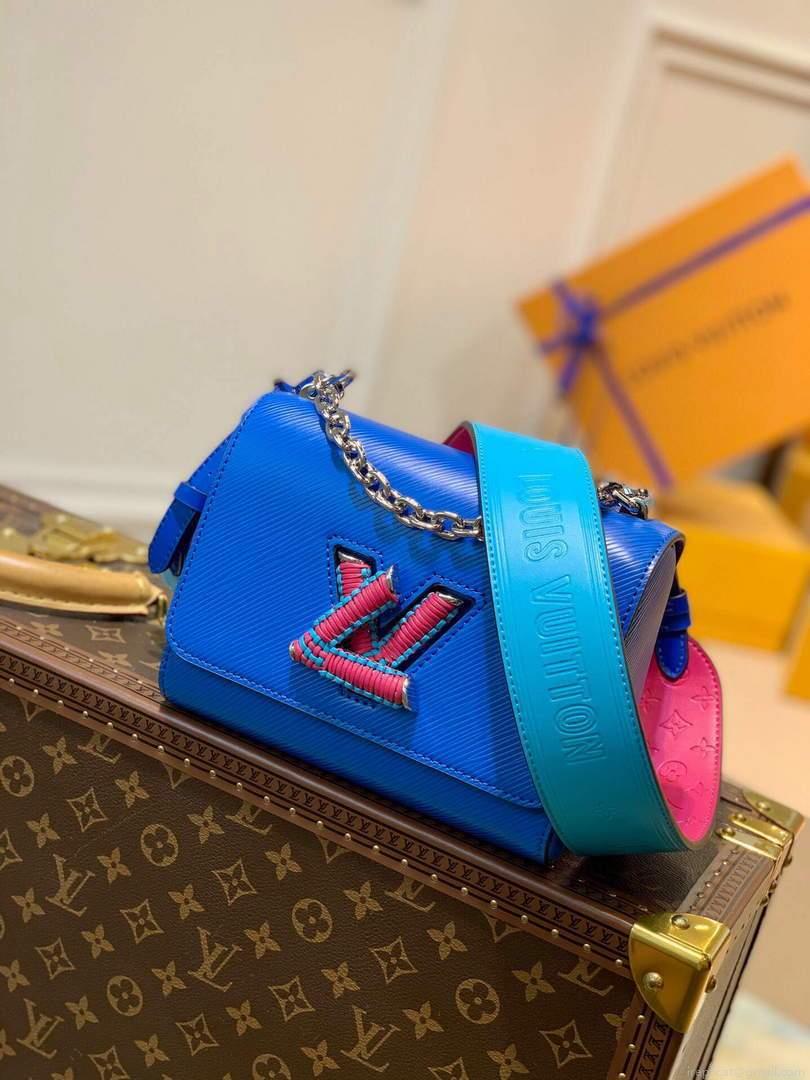 LV M57669 Louis Vuitton Twist MM Epi Handbag M57666 M57667 Blue